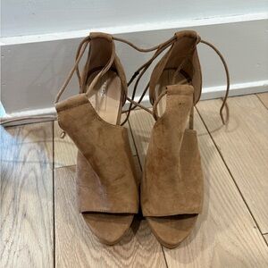 Aldo Women's Brown Suede Lace-Up Heels